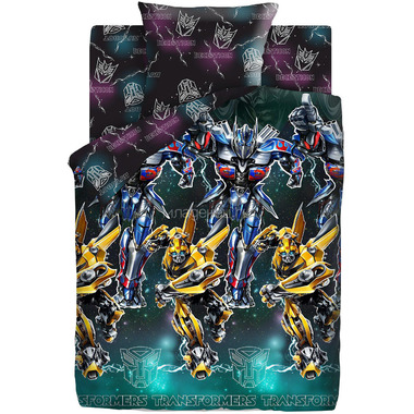 Комплект постельного белья 1,5 поплин Непоседа Transformers Neon Оптимус Прайм и Бамблби 0