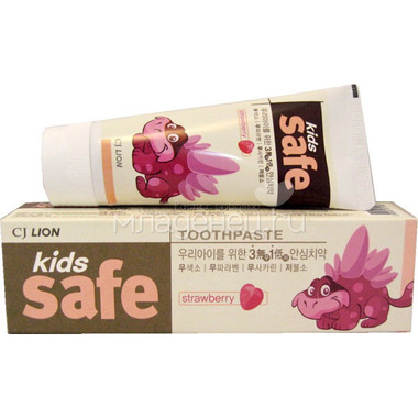 Зубная паста CJ Lion Kids Safe 90 гр со вкусом клубники (с 3-х до 12 лет) 0