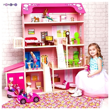 Кукольный домик PAREMO Нежность: 28 предметов мебели, 2 лестницы, гараж 3