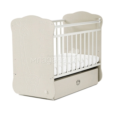 Кроватка СКВ Компани Жираф с ростомером закрытый ящик 4400 Белый+Серый Текстиль 0
