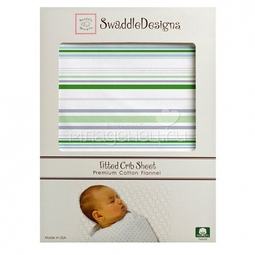 Простынь SwaddleDesigns Fitted Crib Sheet Pure Green Stripe