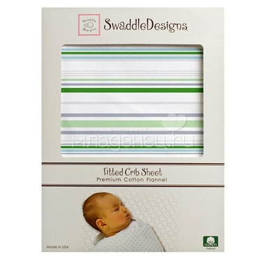 Простынь SwaddleDesigns Fitted Crib Sheet Pure Green Stripe 0