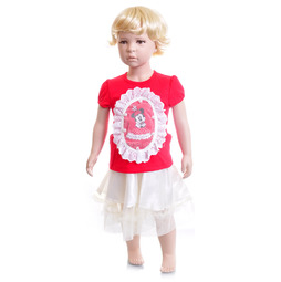 Комплект Дисней Минни футболка с коротким рукавом, светлая юбка, для девочки, красный 