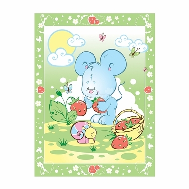 Одеяло Baby Nice байковое 100% хлопок 85х115 Земляничная поляна (голубой, розовый, зеленый) 1
