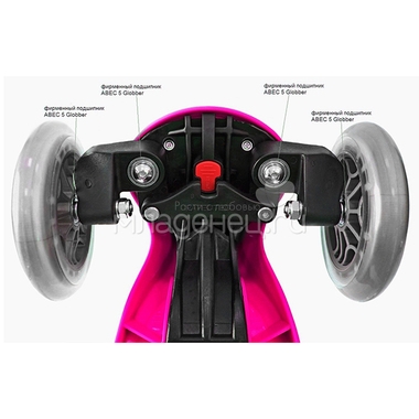 Самокат Globber EVO 4 in 1 Plus c подножками с 3 светящимися колесами Pink 6
