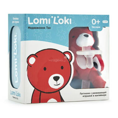 Пустышка Lomi Loki с развивающей игрушкой Силиконовая (с 0 мес) Медвежонок Тэо 1