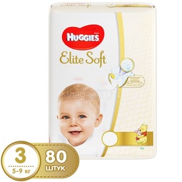 Подгузники Huggies Elite Soft Mega Pack 5-9 кг (80 шт) Размер 3