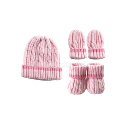 Подарочный набор Luvable Friends Лавбл Фрэндс вязаный: шапочка, варежки, пинетки, цвет розовый 