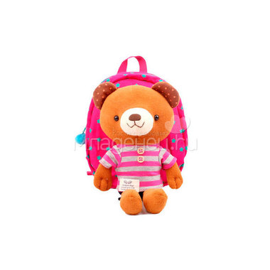 Рюкзак детский Winghouse с игрушкой и поводком 19х22х9см Мишка Розовый 0