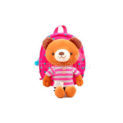 Рюкзак детский Winghouse с игрушкой и поводком 19х22х9см Мишка Розовый