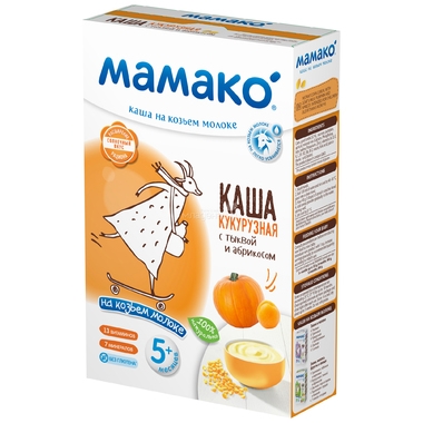 Каша Mamako на козьем молоке 200 гр Кукуруза с тыквой и абрикосом (с 5 мес) 0