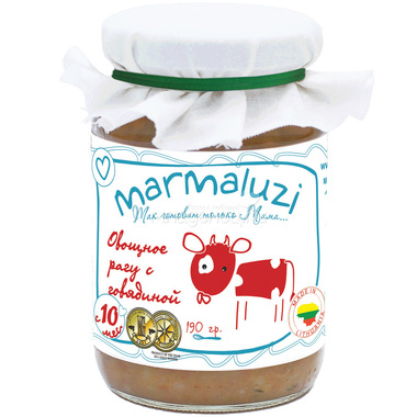 Пюре Marmaluzi мясное с овощами 190 гр Овощное рагу с говядиной (с 10 мес) 0