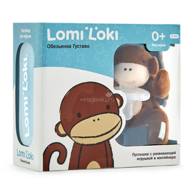 Пустышка Lomi Loki с развивающей игрушкой Силиконовая (с 0 мес) Обезьянка Густаво 1