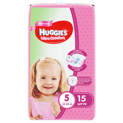 Подгузники Huggies Ultra Comfort Conv Pack для девочек 12-22 кг (15 шт) Размер 5