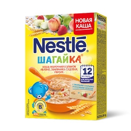 Каша Nestle Шагайка молочная 200 гр 5 злаков яблоко земляника персик (с 12 мес)