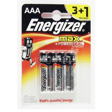 Батарейка Energizer Алкалиновая MAX E91 тип АА 3+1шт 0