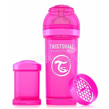 Бутылочка Twistshake 260 мл Антиколиковая (с 0 мес) розовая 0