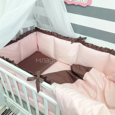 Комплект в кроватку ByTwinz 6 предметов Персики в шоколаде Классика 2
