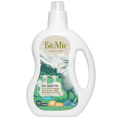 Экологичное жидкое средство для стирки BioMio 1500 мл. для деликатных тканей с экстрактом хлопка (концентрат) 0