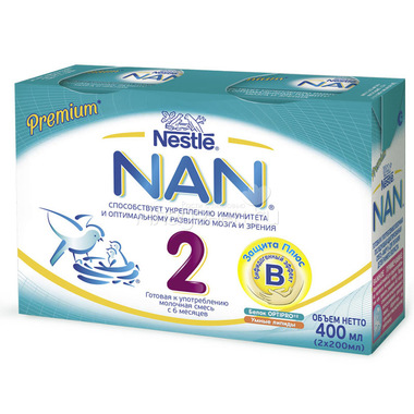 Молочная смесь Nestle NAN Premium 200 гр*2 шт готовая к употреблению №2 (с 6 мес) 0