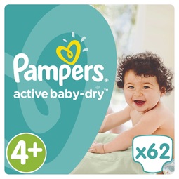 Подгузники Pampers Active Baby Maxi+ 9-16 кг (62 шт) Размер 4+