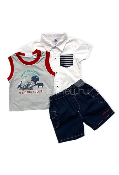 Комплект WWW "Safari": майка, рубашка и шорты, цвет - серый  0
