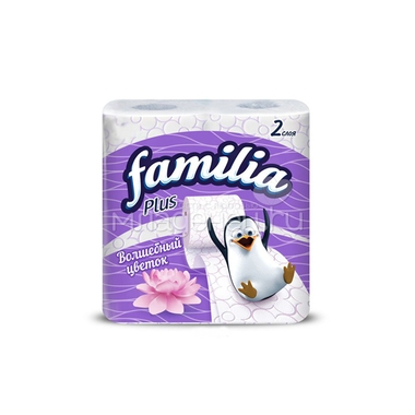 Туалетная бумага Familia Plus белая Магический цветок (2 слоя) 12 шт 0