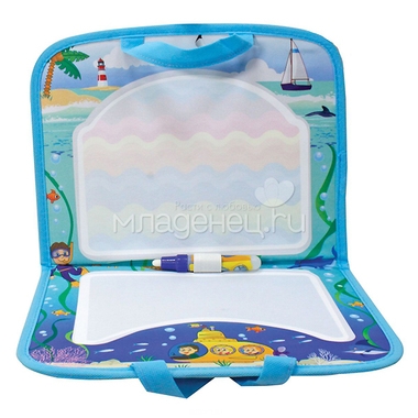 Коврик для рисования 1toy AquaArt 47х30см С водным маркером, синий, чемоданчик 2