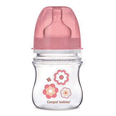 Бутылочка Canpol Babies с широким горлышком 120 мл (с 0 мес) розовая 0