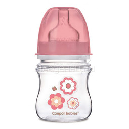 Бутылочка Canpol Babies с широким горлышком 120 мл (с 0 мес) розовая