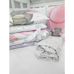 Комплект в кроватку ByTwinz с бортиками-подушками 6 предметов Сладкий сон