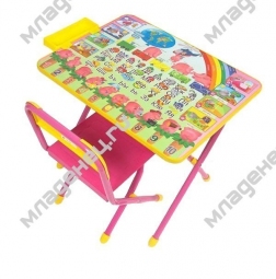 Набор мебели стол и стул Дэми №3 Розовый Слоники