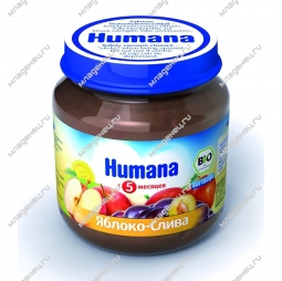 Пюре Humana фруктовое 125 гр Яблоко со сливой (с 5 мес)