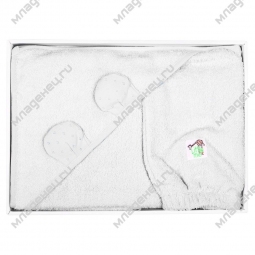Комплект для купания Литтл Ми Групп (полотенце + рукавички) от 0 до 5 лет 90*90 см. Цвет белый